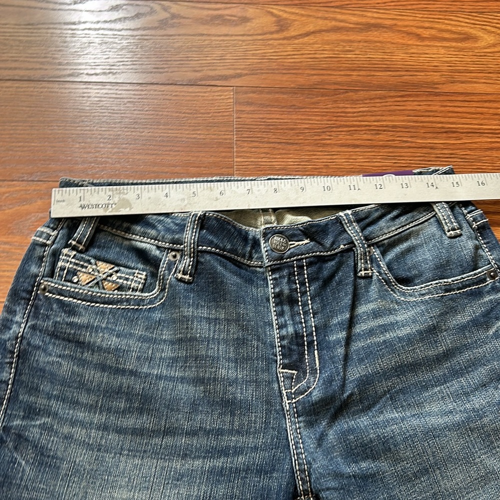 ROCK&ROLL‎ DENIM MID RISE STRETCH AZTEC LEATHER EMBROIDERED BOOTCUT JEANS -28x34 - Picture 6 of 12